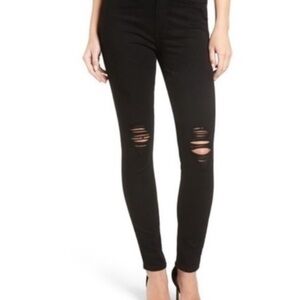 PAIGE Black Ripped Skinny Jeans